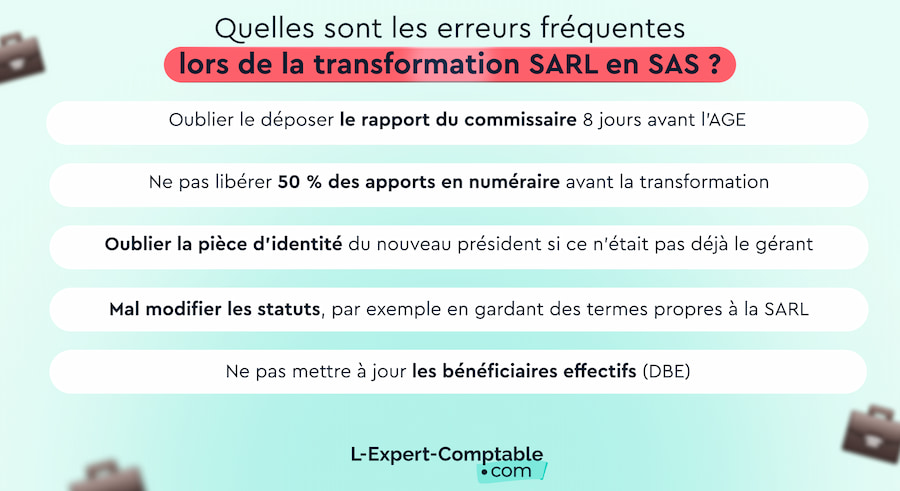 Quelles sont les erreurs fréquentes lors de la transformation SARL en SAS ?